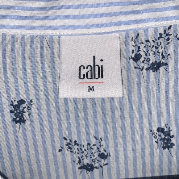Blue and white striped button down top - Picture 3 of 7